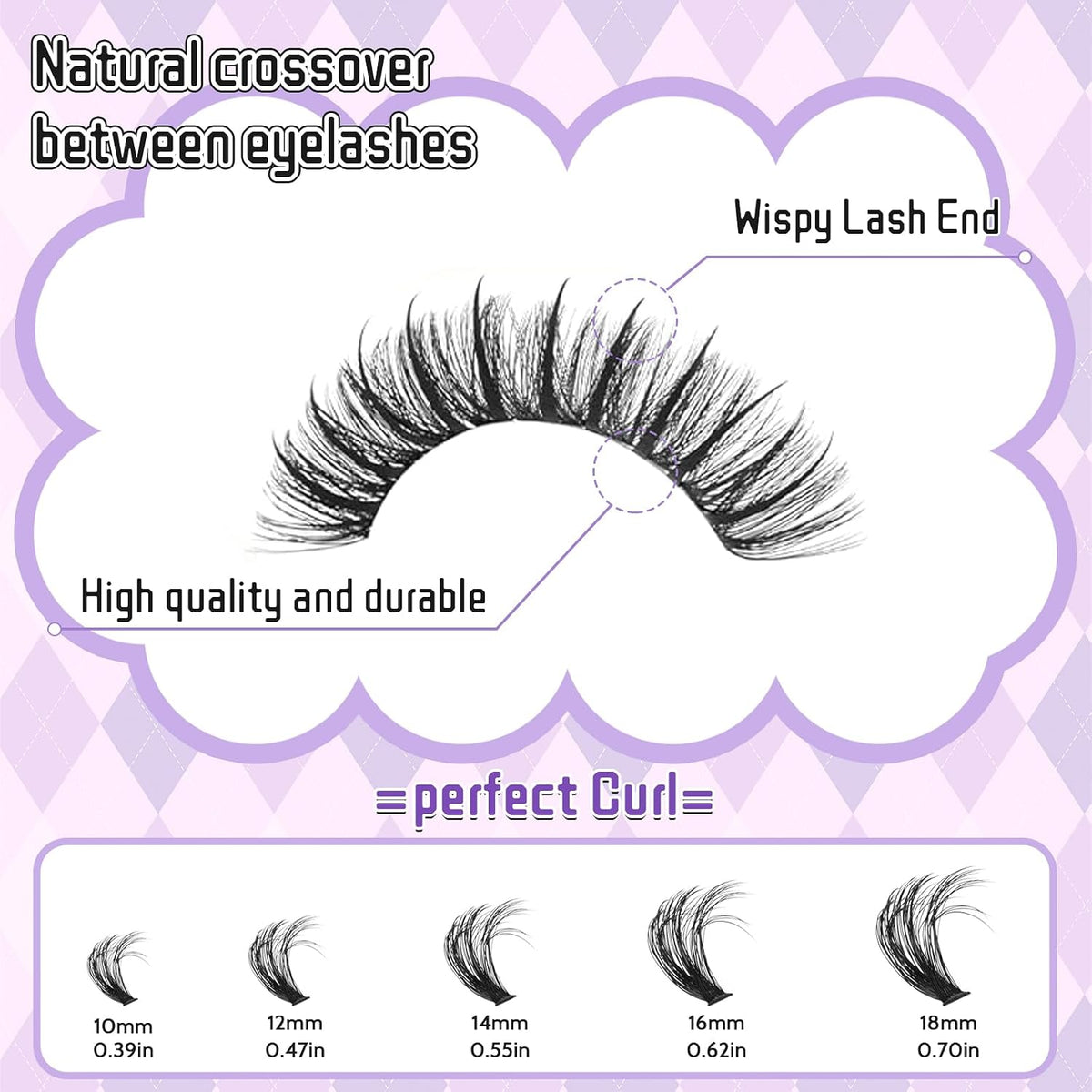 DIY Lash Extension Kit 100D+150D Volume Lash Clusters with Spikes Lash Extension Kit Bottom Lashes Wispy Cluster Eyelash
