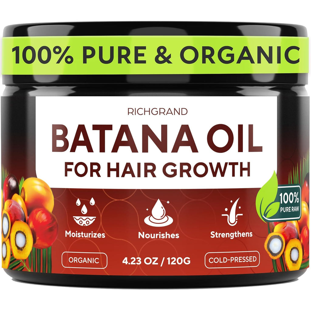 Batana Oil for Hair Growth - 100% Raw & Organic Unrefined Batana Oil - Cold Pressed Hair Mask for Scalp Health, Thicker 
