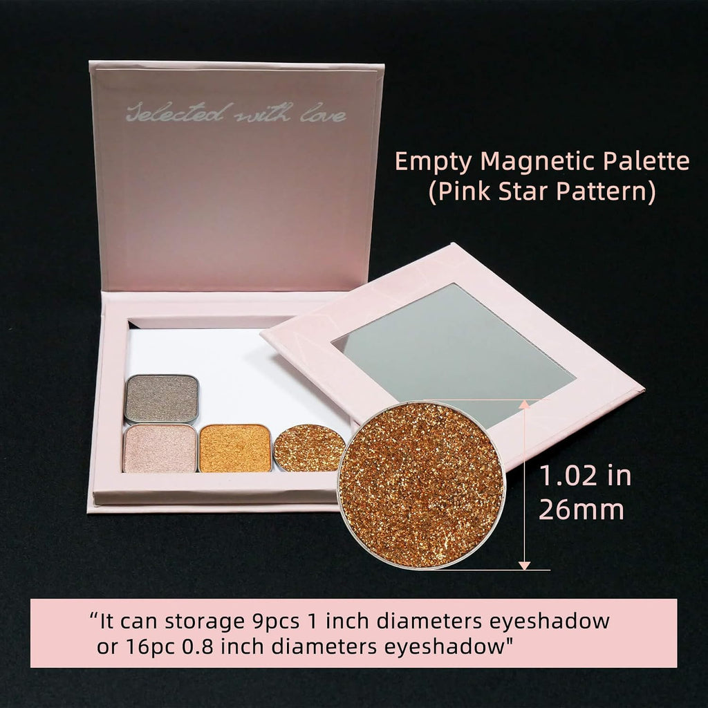 Pink Empty Magnetic Makeup Palette with Mirror (Detachable) – Small