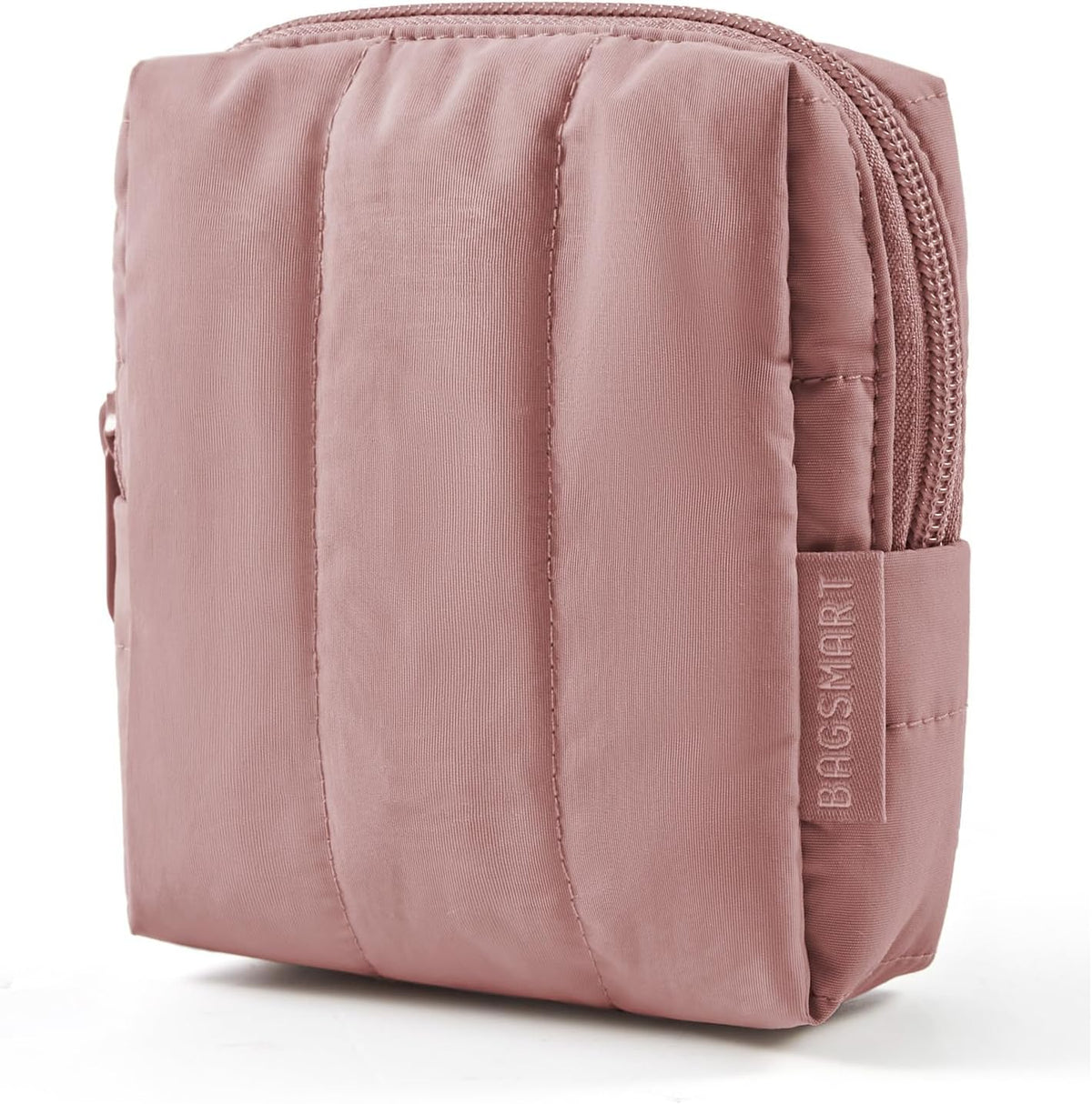 BAGSMART Small Makeup Bag for Women with Slip-in Pocket, Baby Pink