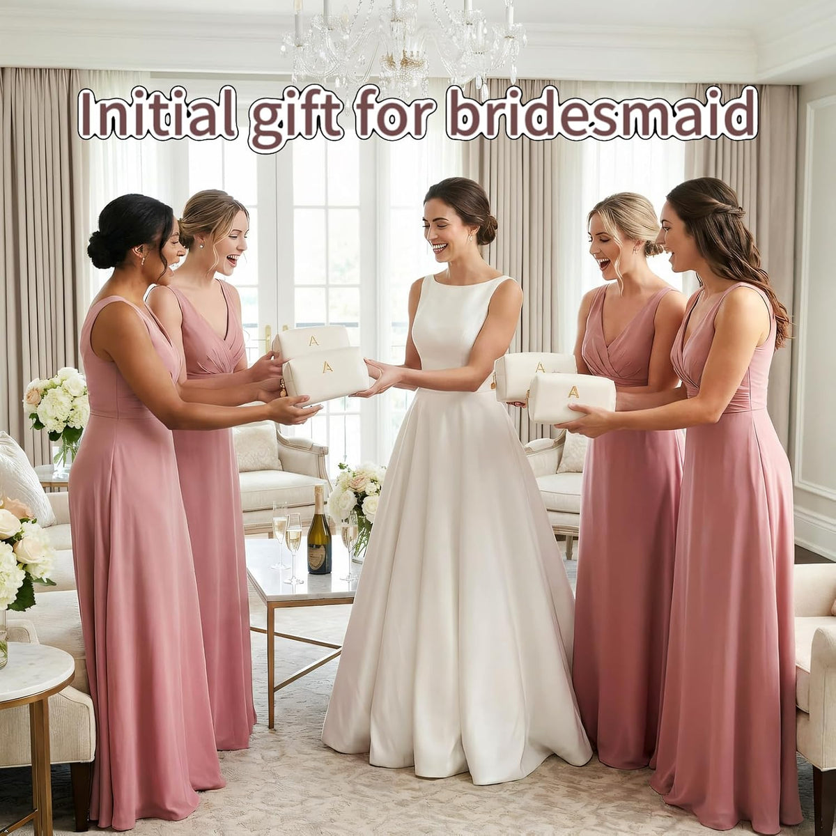 Gifts for Women Bridesmaid Gifts Initial Makeup Bag
