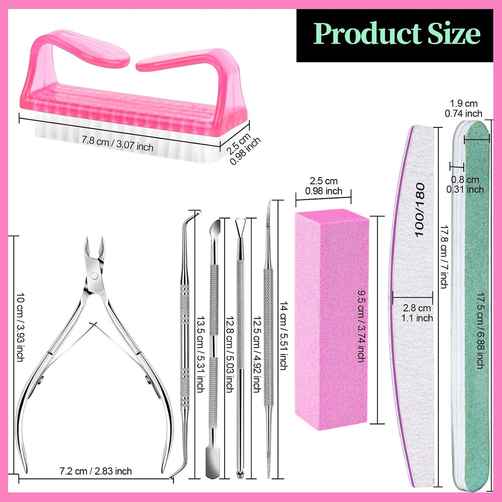 FANDAMEI Nail Care Kit, Nail Files 100/180, Nail Buffer Block, Cuticle Nippers, Cuticle Trimmer, Cuticle Pusher, Nail To