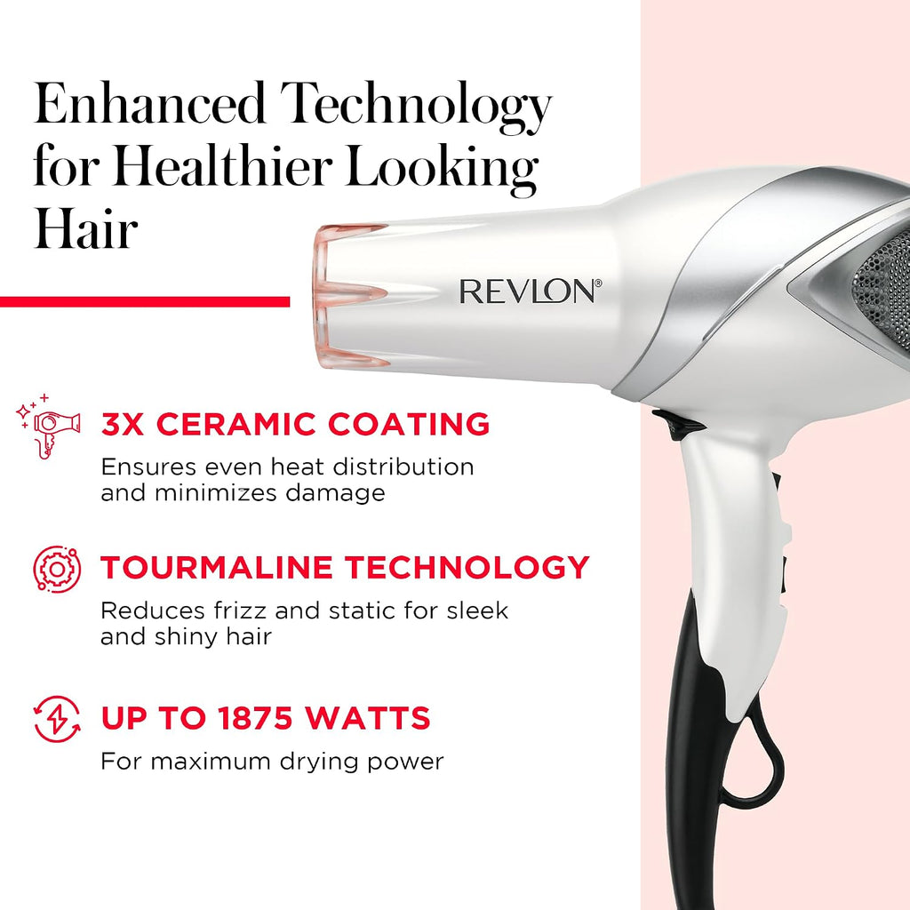REVLON Infrared Ionic Hair Dryer with Diffuser & Concentrator, White
