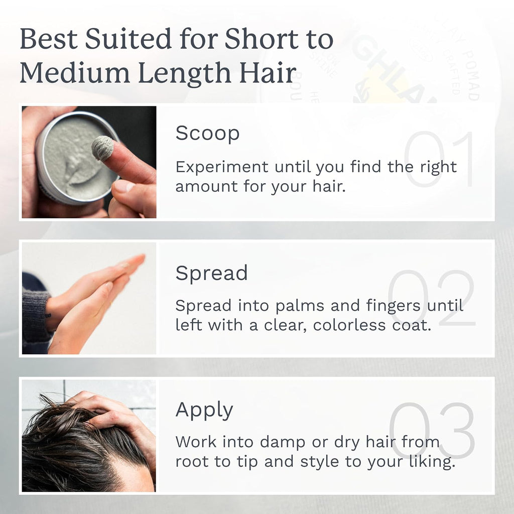 Highland Glacial Hair Clay Pomade - Award winning hair styling clay for men and women made with 100% all natural and org
