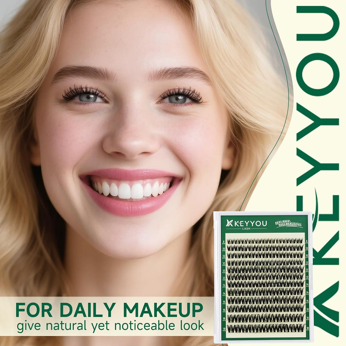 KEYYOU Flora Lash Clusters D Curl Wispy Flaunt Eyelash Extensions F01