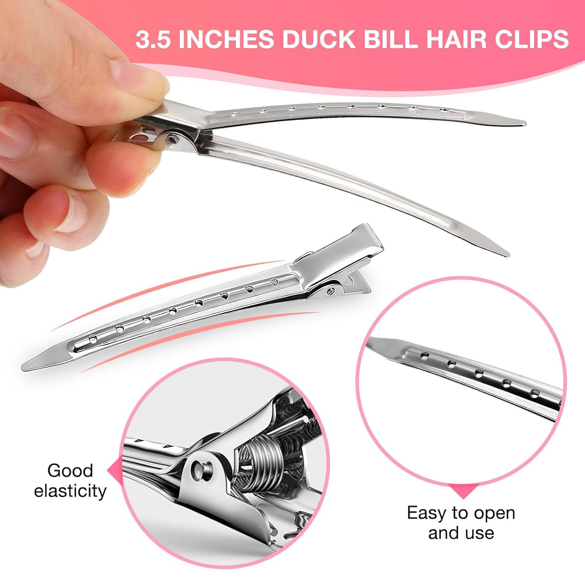 40 Pcs Hair Clips Women Styling, Alligator Metal Hair Clips, Hair Pin Curl Rollers Clips, 34 Pcs 3.5"Duckbill Sectioning