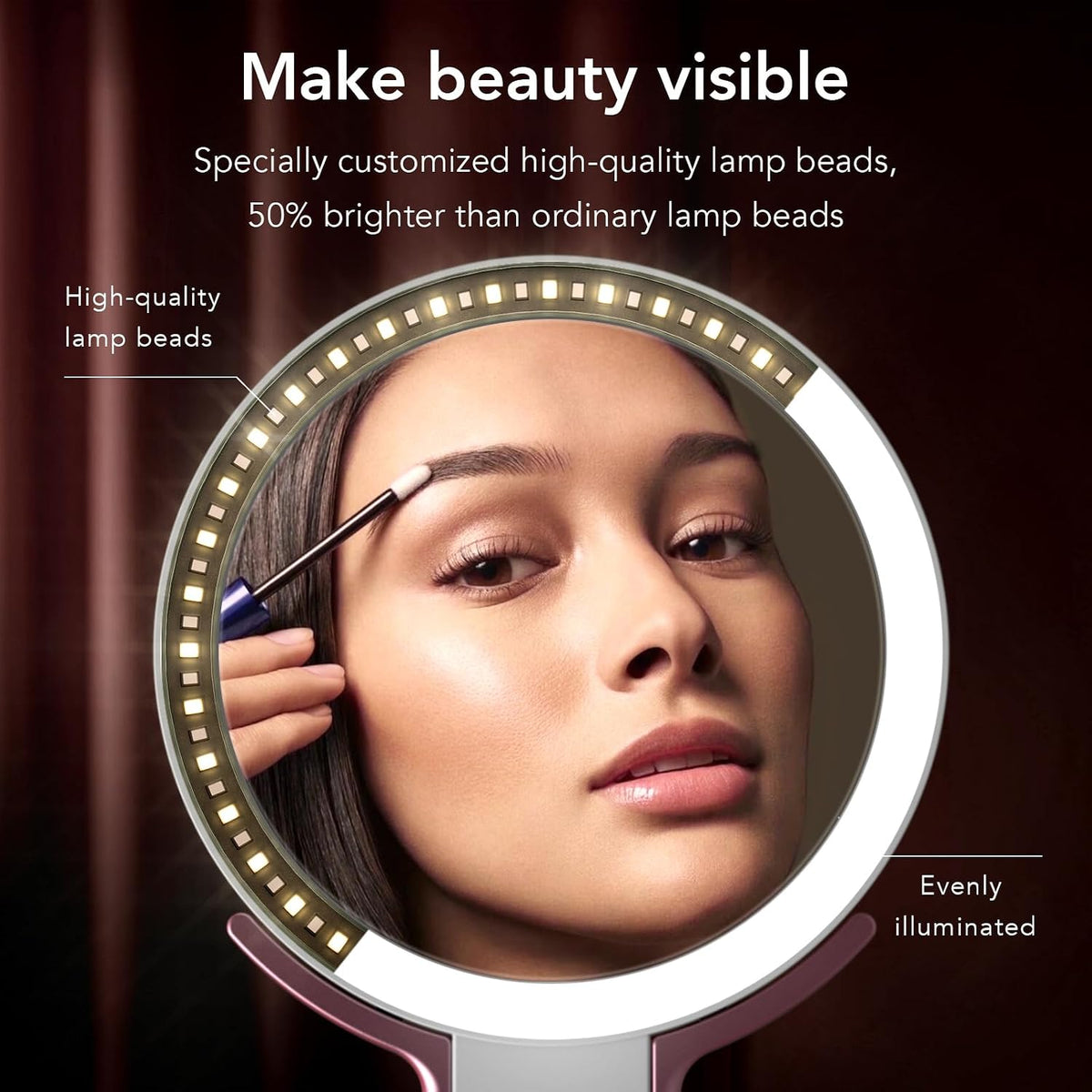 LitBear Travel Makeup Mirror with Lights, Rechargeable Double-Sided 10X/1X Magnifying Mirror, Portable Lighted Beauty Mi