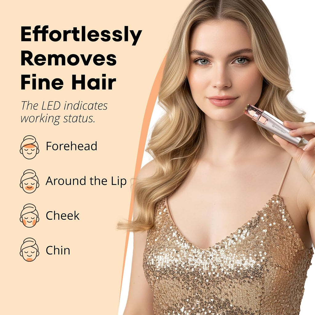 VG VOGCREST Eyebrow & Facial Trimmer: 2 in1 Rechargeable Facial Hair Removal & Eyebrow Shaver - Body Razor with Built-in