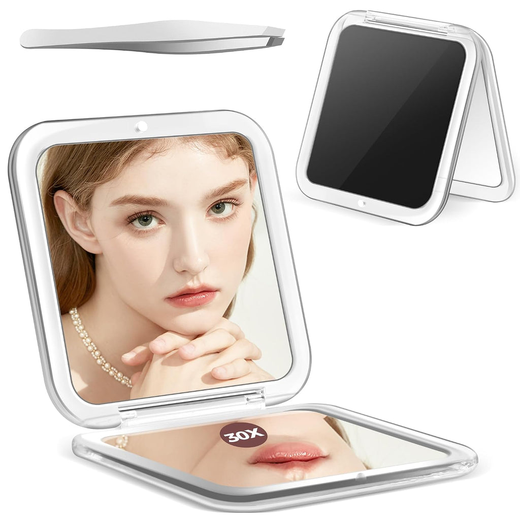 MIYADIVA Compact Mirror, 30X Magnifying Mirror, Pocket Mirror for Purse, Travel Makeup Mirror with 30X/1X Magnification,