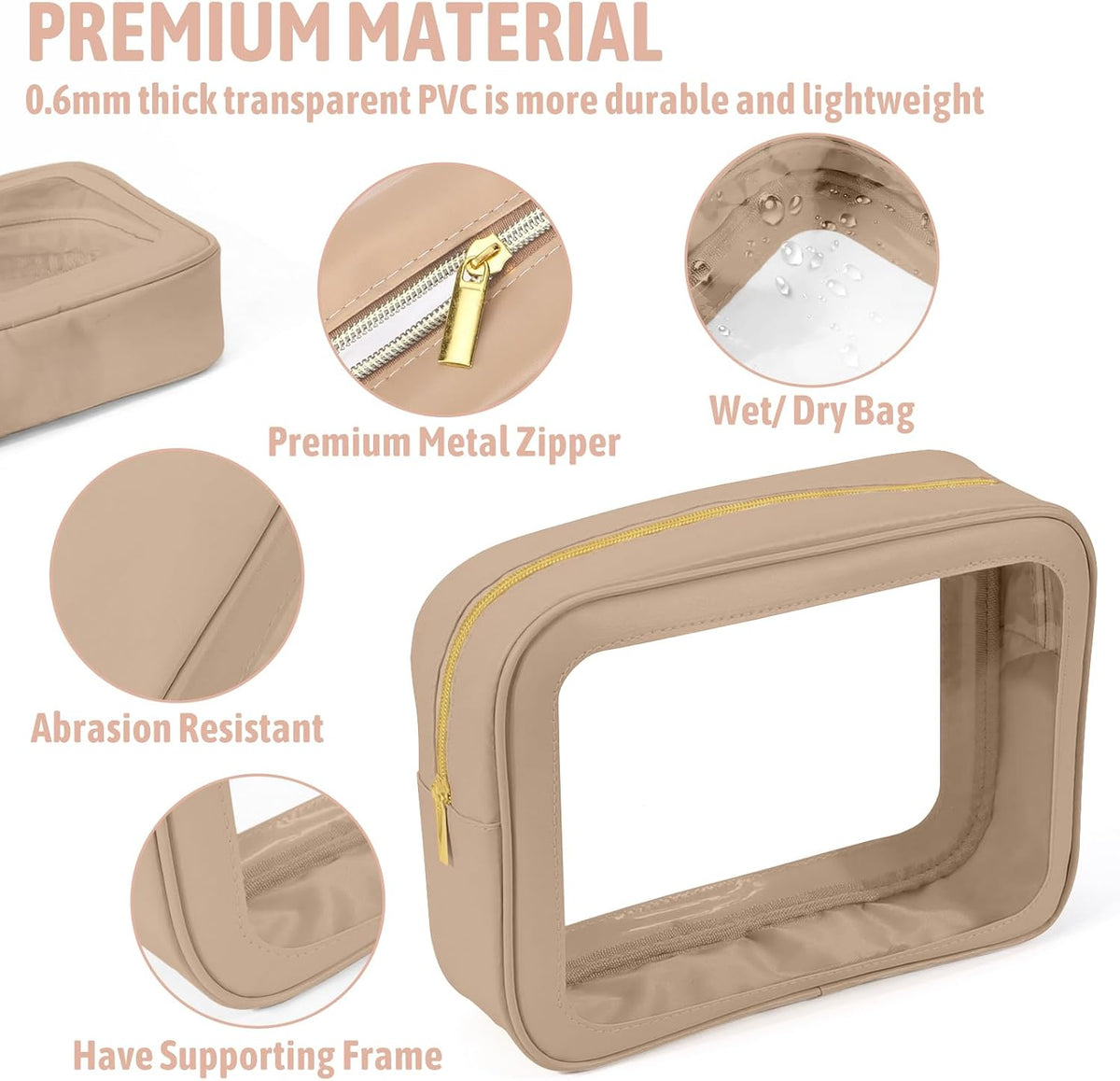 5PCS Diaper Bag Organizer Pouch Set, TSA Approved Toiletry Bag，Clear Waterproof TPU Makeup Bag Set Travel Organizer Bags