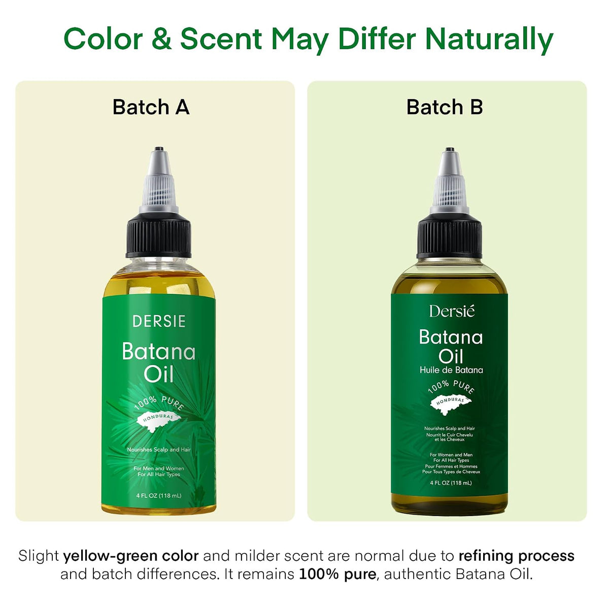 Dersie 100% Pure Batana Oil - Organic Lightweight Leave-In & Pre-Wash Oil for Dry, Damaged, High Porosity Hair - Scalp &