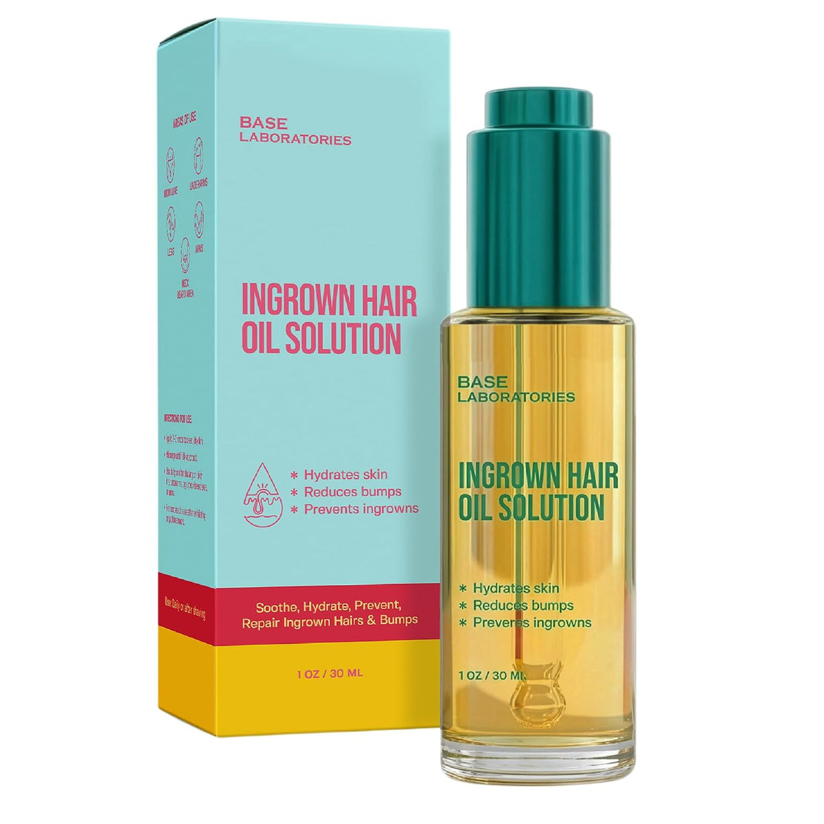 BASE LABORATORIES Ingrown Hair Treatment Oil, After Shave Serum Razor Bumps