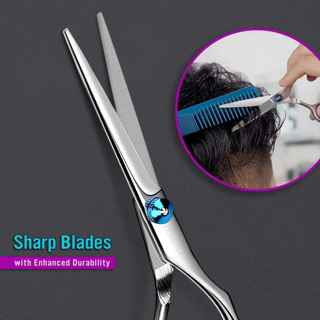 COOLALA Stainless Steel Hair Cutting Scissors 6.5 Inch Hairdressing Razor Shears Professional Salon Barber Haircut Sciss