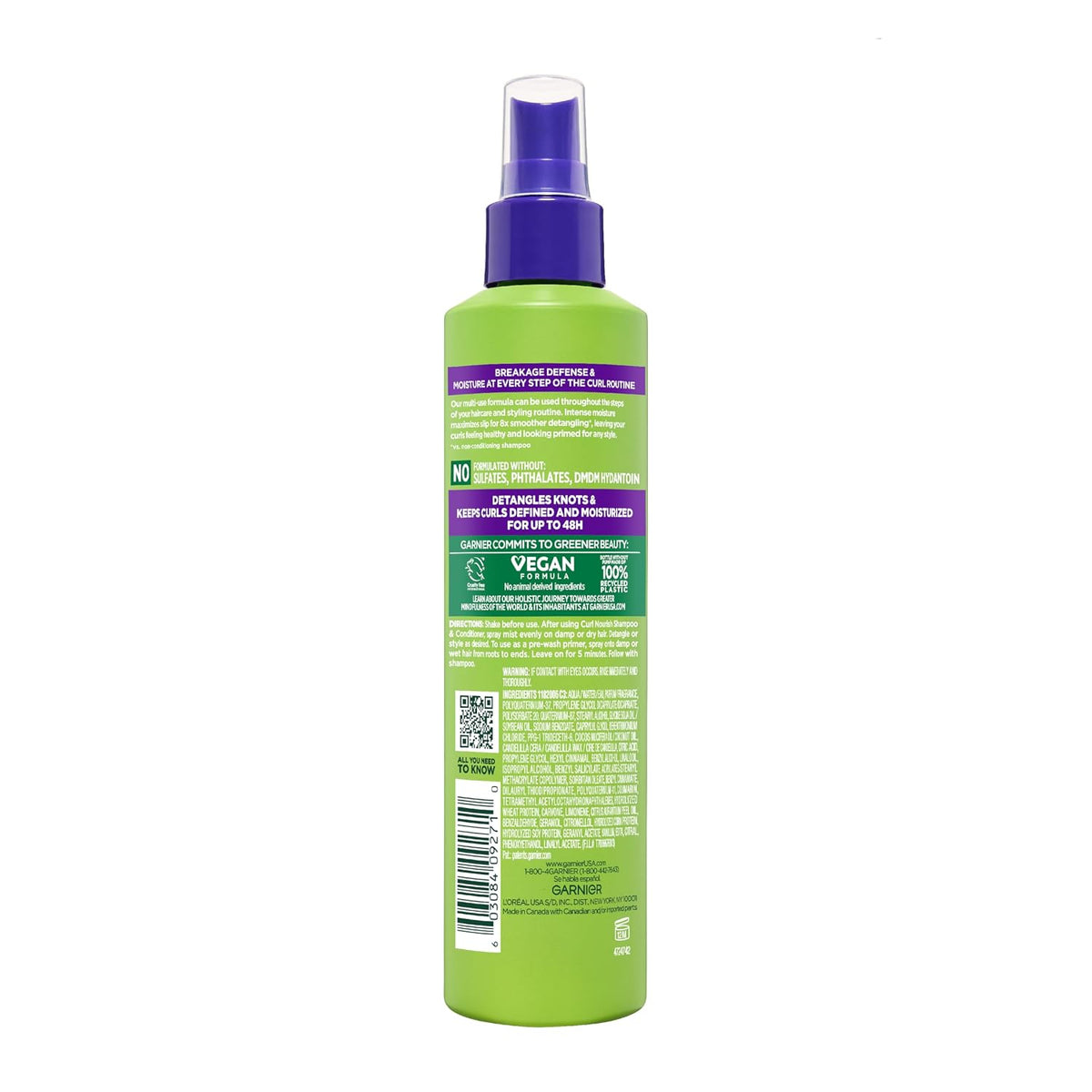 Garnier Fructis Curl Knot Melter Multi-Use Anti-Breakage Detangling Milk, Moisturizing Detangler Spray and Heat Protecta