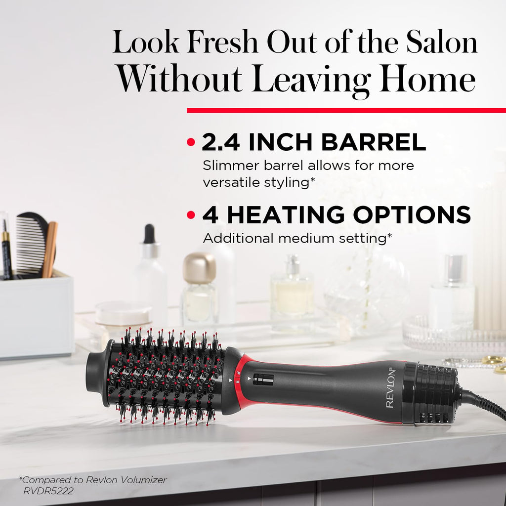 REVLON One-Step Volumizer Plus Hair Dryer and Styler, 2.4 in Barrel, Black
