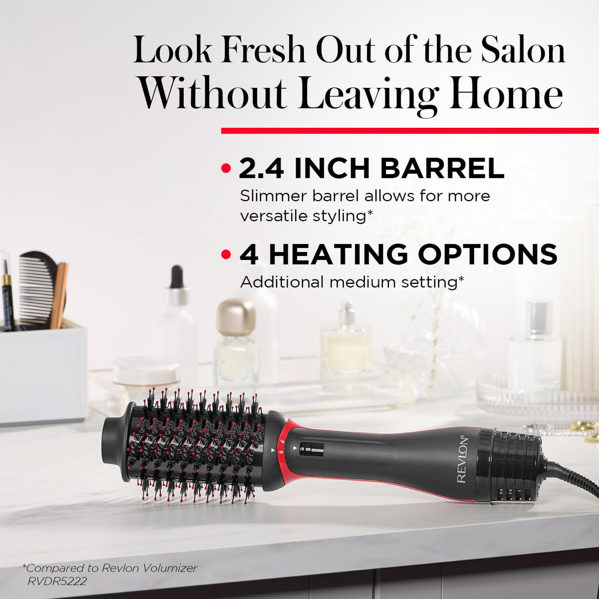 REVLON One-Step Volumizer Plus Hair Dryer and Styler, 2.4 in Barrel, Black