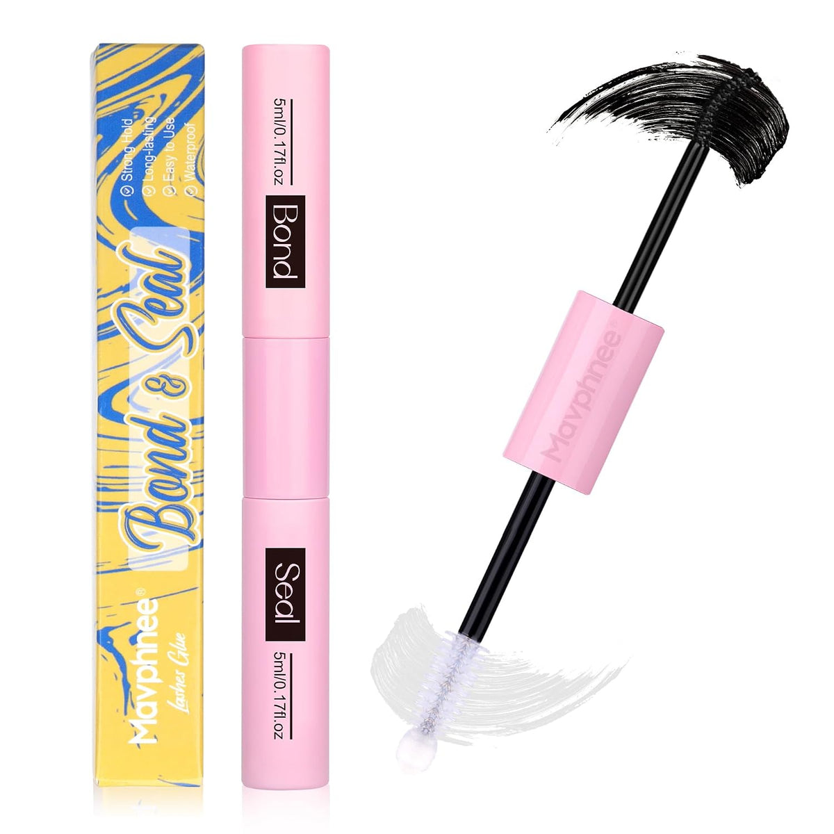 Lash Glue Bond and Seal Long Lasting Strong Hold Waterproof 2 in 1 Cluster Eyelash Glue for DIY Lash Extensions by Mavph