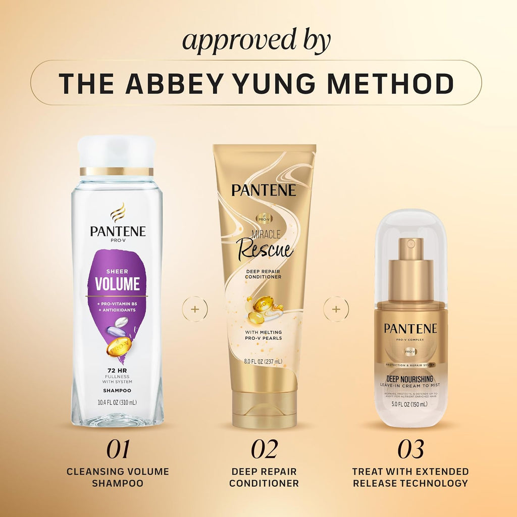 Pantene Deep Nourishing Cream to Mist Leave In Spray, Co-Created with Abbey Yung, Heat Protectant & Detangler Spray for 