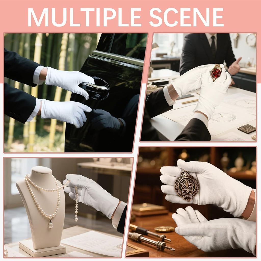 36 Pcs White Cotton Gloves for Dry Hands Sleeping, Men&Women Soft Sleep Gloves for Eczema and Moisturizing Overnight, St