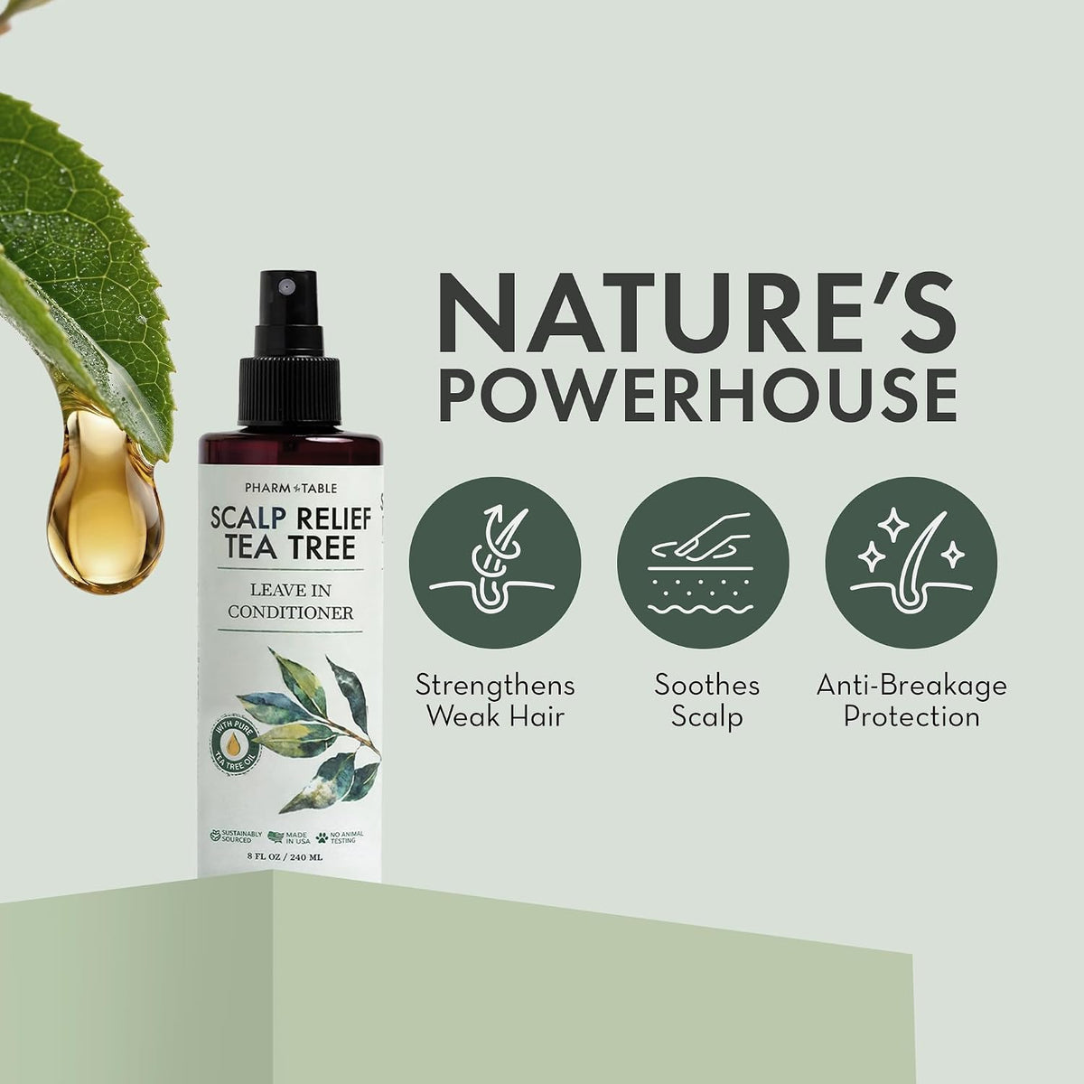 Tea Tree Oil Leave in Conditioner Spray - Dry Itchy Scalp Treatment