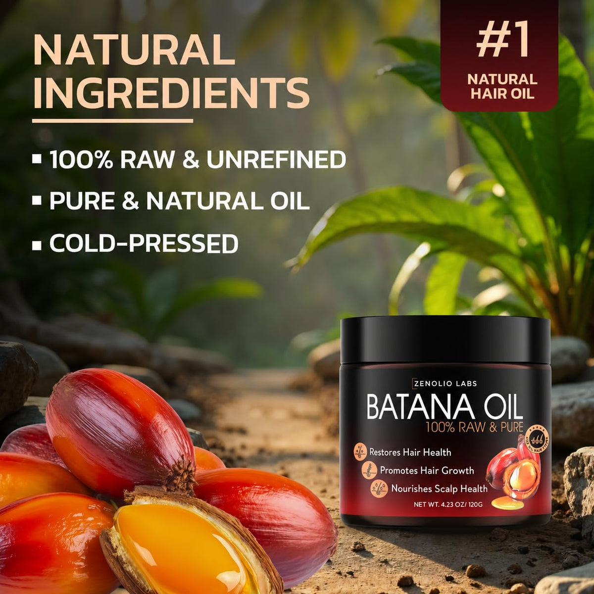 Batana Oil for Hair Growth - 100% Pure & Unrefined Raw Dr Sebi Botana Oil