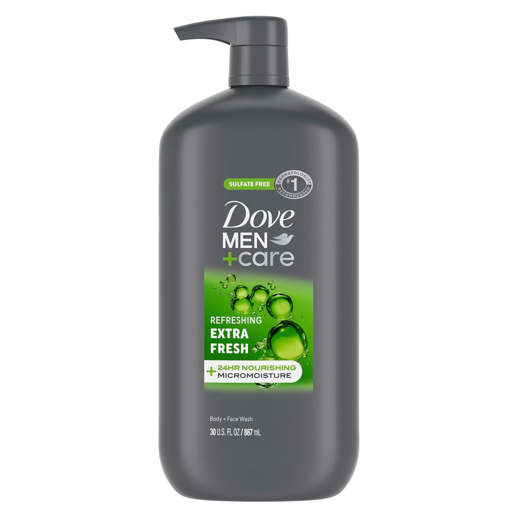 DOVE MEN + CARE Body and Face Wash, Refreshing Extra Fresh for Men, 30 oz
