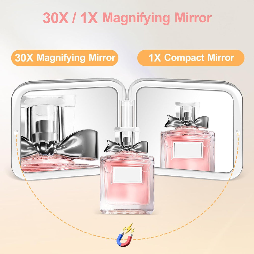 MIYADIVA Compact Mirror, 30X Magnifying Mirror, Pocket Mirror for Purse, Travel Makeup Mirror with 30X/1X Magnification,