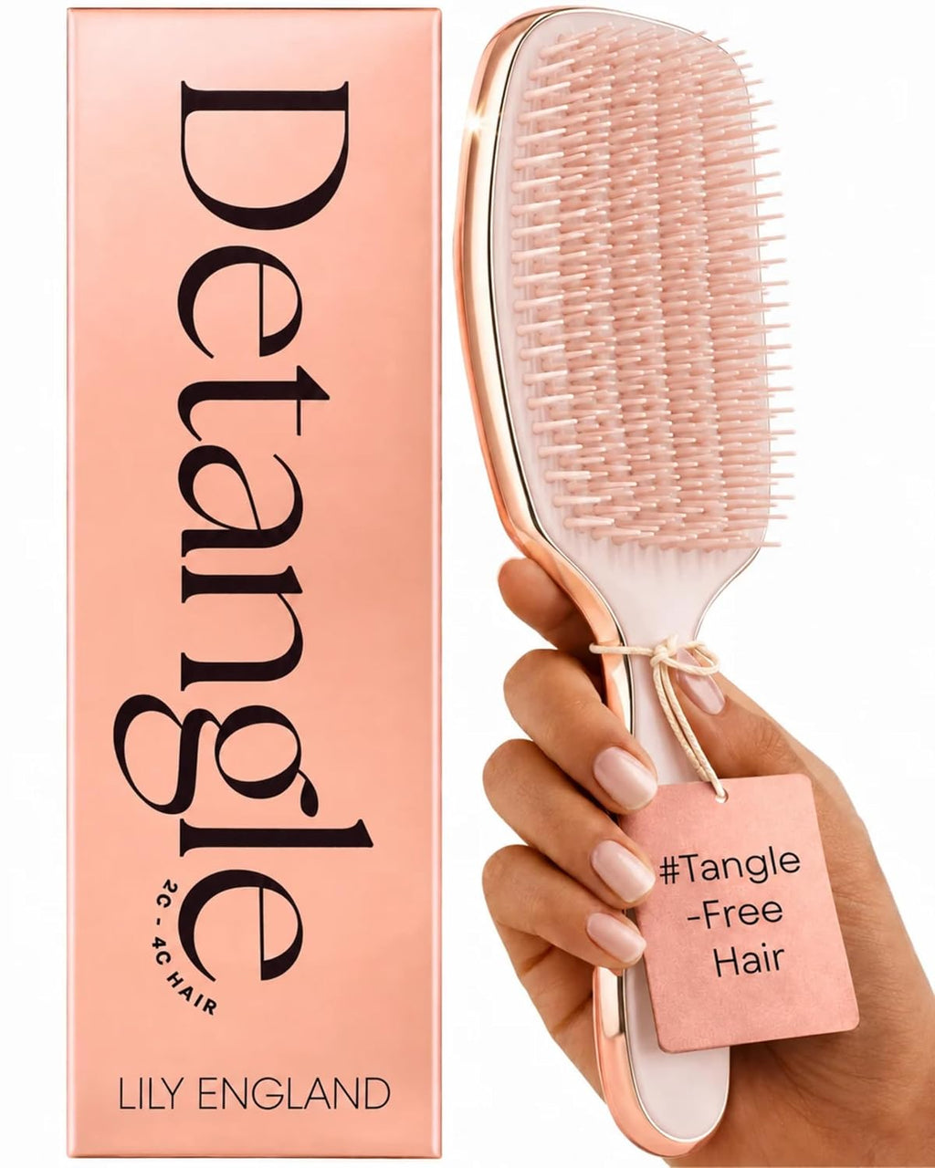 Lily England Detangler Hair Brush for Women for Curly Wet & Dry Hair, Rose