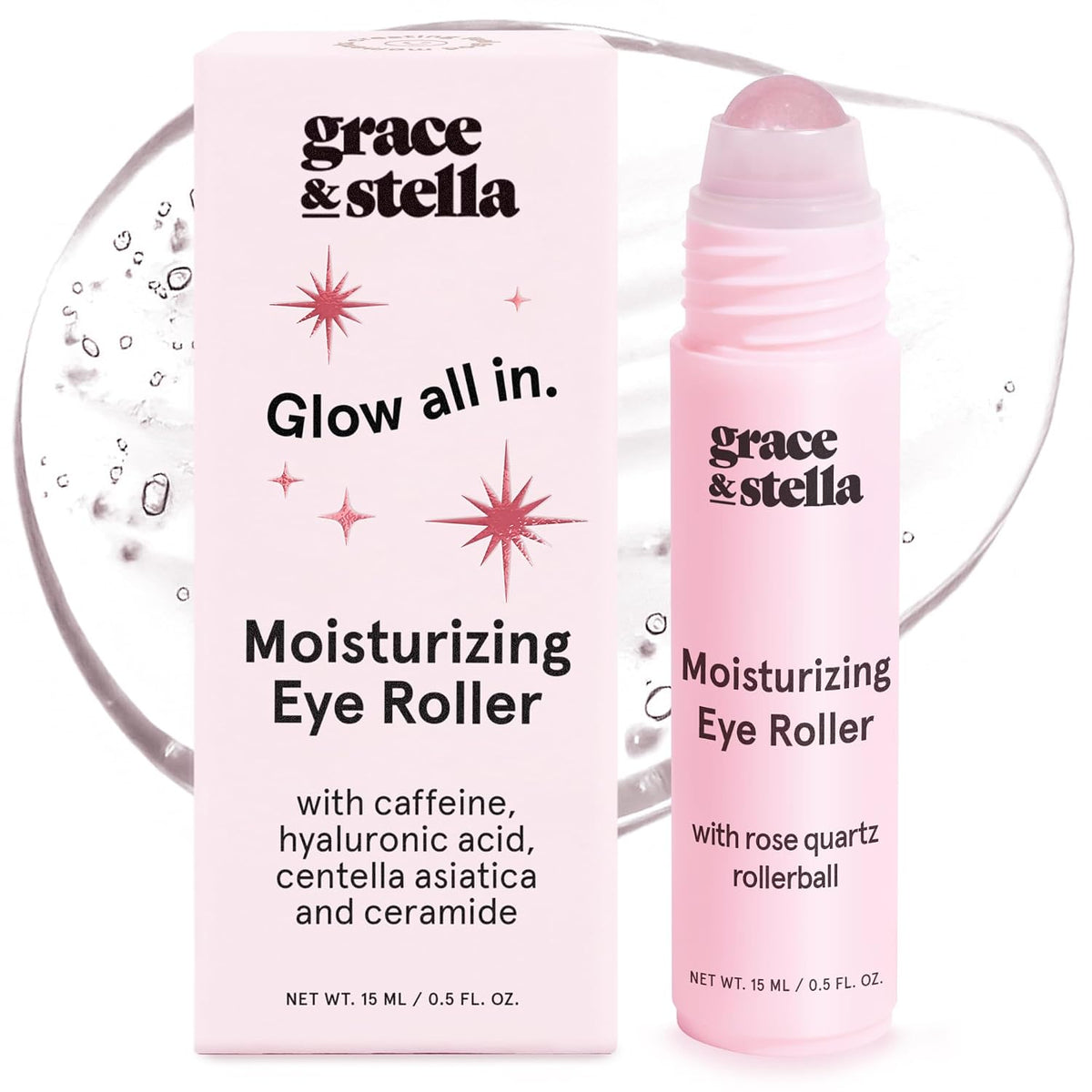 grace & stella Under Eye Serum Roller with Cooling Metal Ball (15ml)