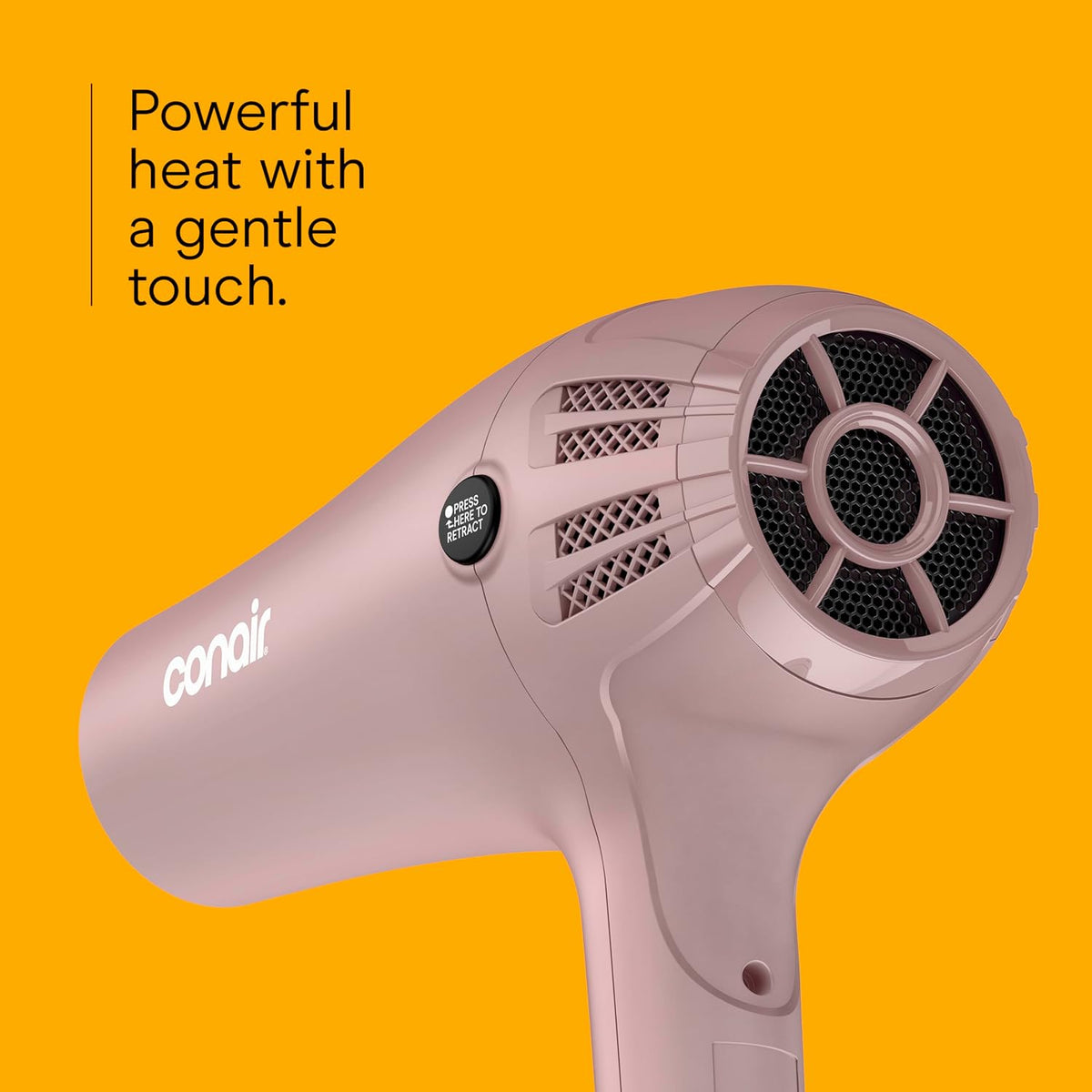 Conair Hair Dryer with Diffuser & Concentrator, 1875W, Matte Light Pink