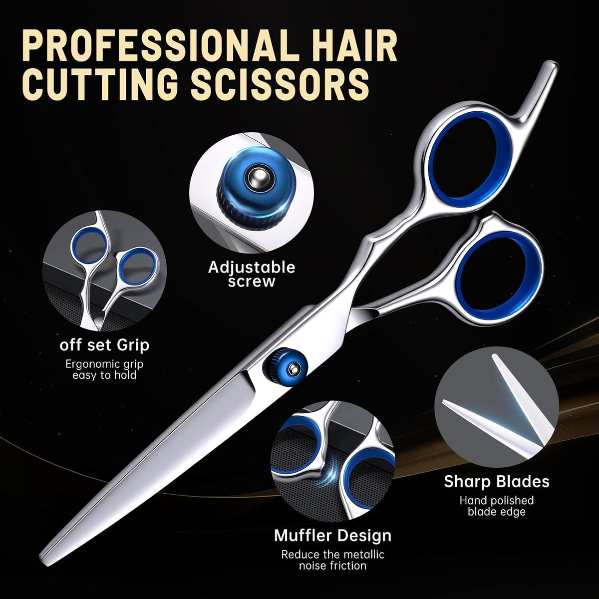 Hair Cutting Scissors Set, 4Cr13MoV Cutting and Thinning Shears, 9-Piece