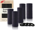 Bessrung 100PCS Black Seamless Elastic Hair Ties No Damage for Women Girls