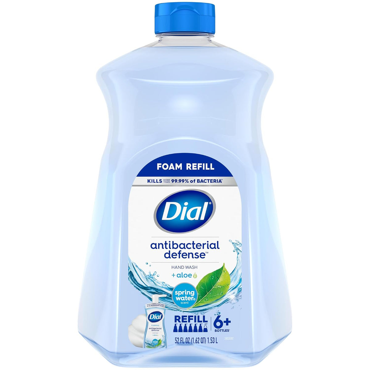 Dial Antibacterial Defense Foaming Hand Soap Refill, Spring Water, 52 Fl Oz