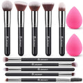 BEAKEY Makeup Brushes set with 2 Blending Sponges,10 Brush Face and Eye Set