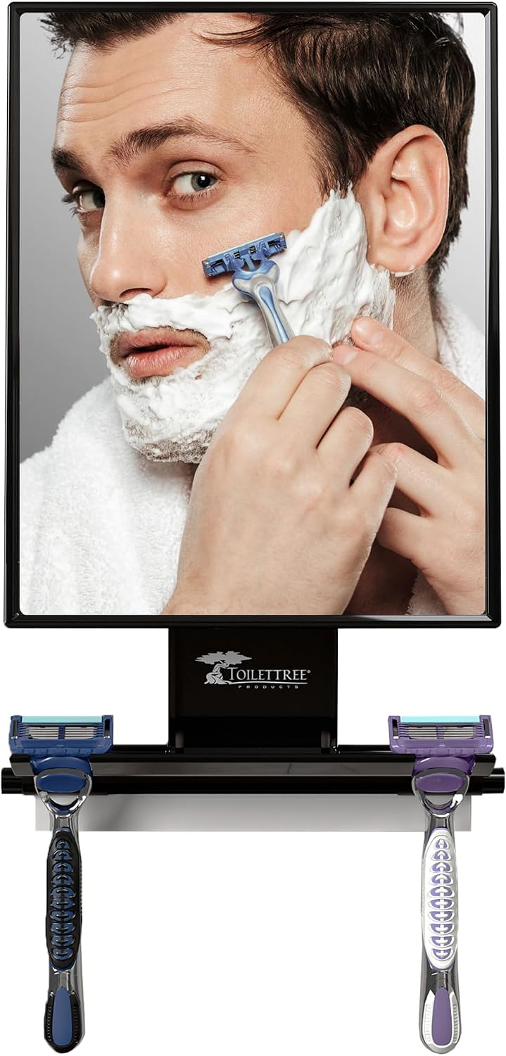 ToiletTree Products Fogless Shower Mirror - Anti-Fog Mirror - Adjustable Shaving Mirror with a Squeegee - Rust-Proof, Im