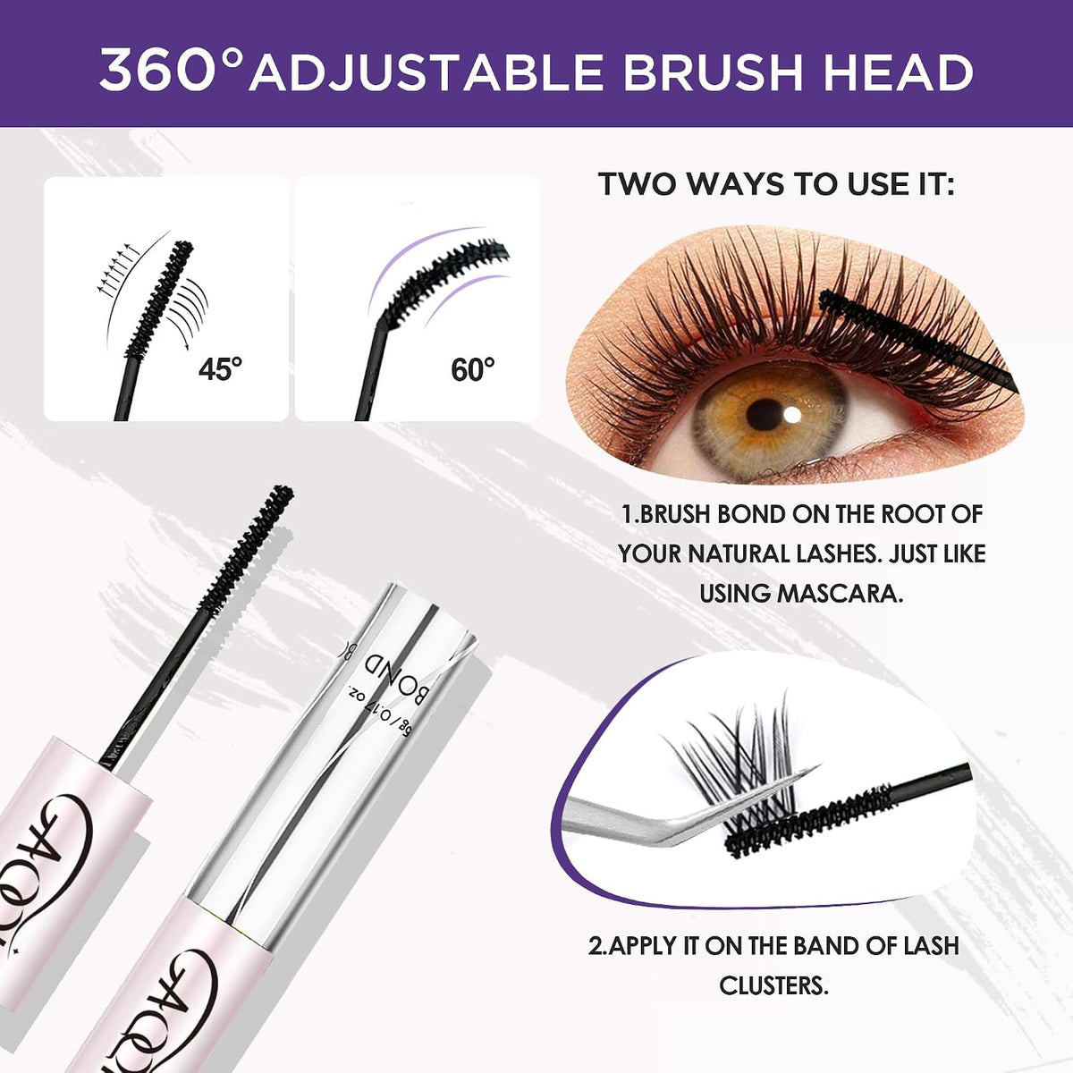Lash Cluster Glue, Waterproof Bond and Seal Lash Glue, Black - 10ml
