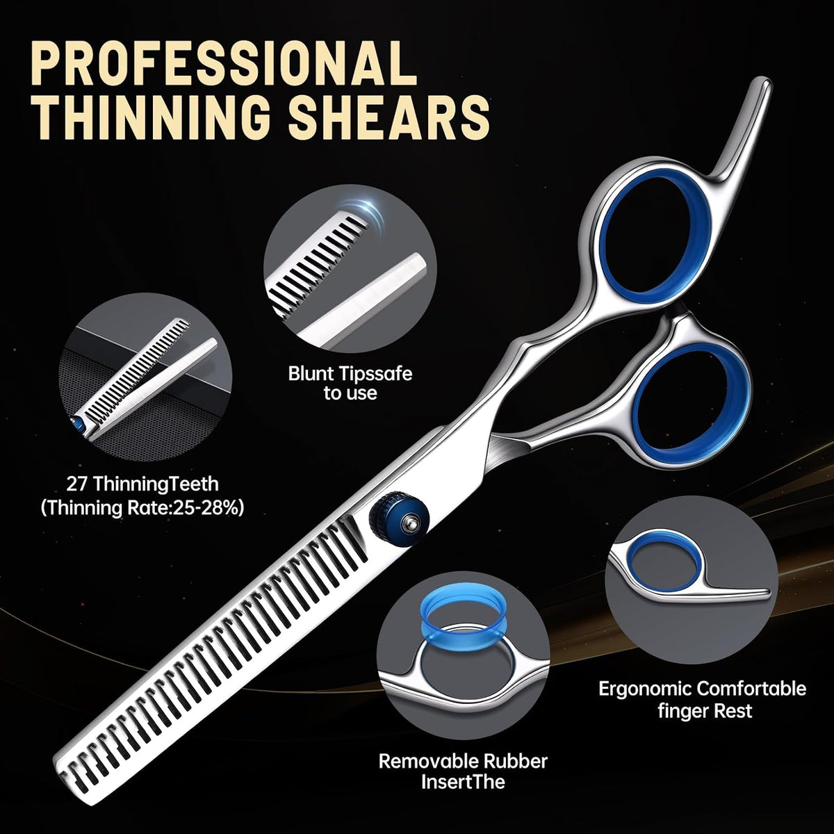 Hair Cutting Scissors Set, 4Cr13MoV Cutting and Thinning Shears, 9-Piece
