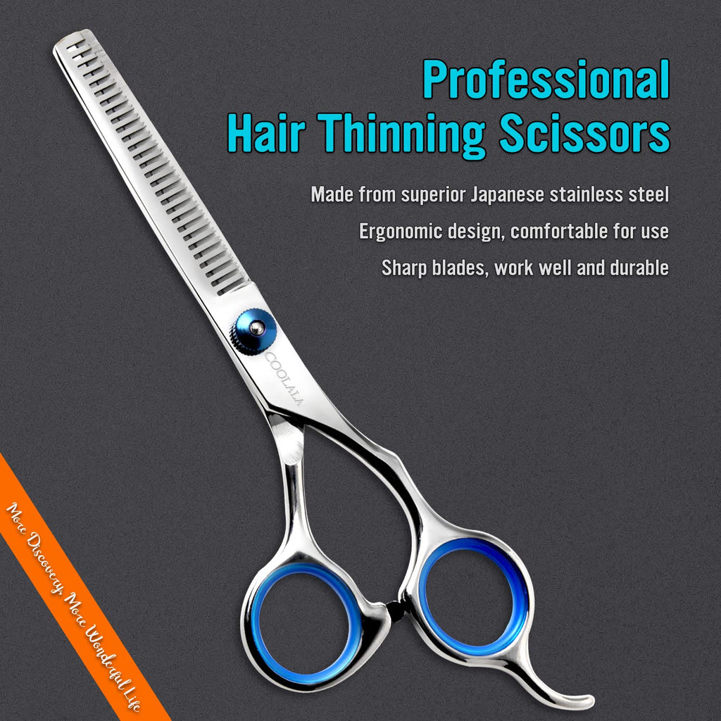 COOLALA Stainless Steel Hair Cutting Scissors Thinning Shears 6.5 Inch Professional Salon Barber Haircut Scissors Family