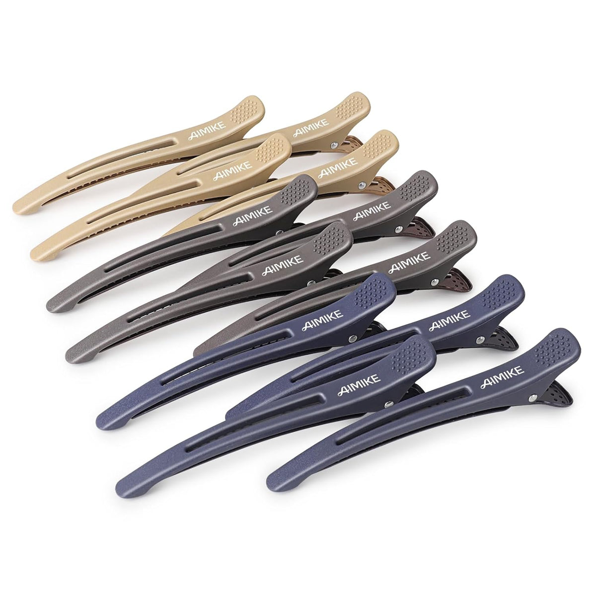 AIMIKE Hair Sectioning Clips with Silicone Band - 6pcs No Crease Duck Billed Clips for Styling, Cutting, and Rollers in 