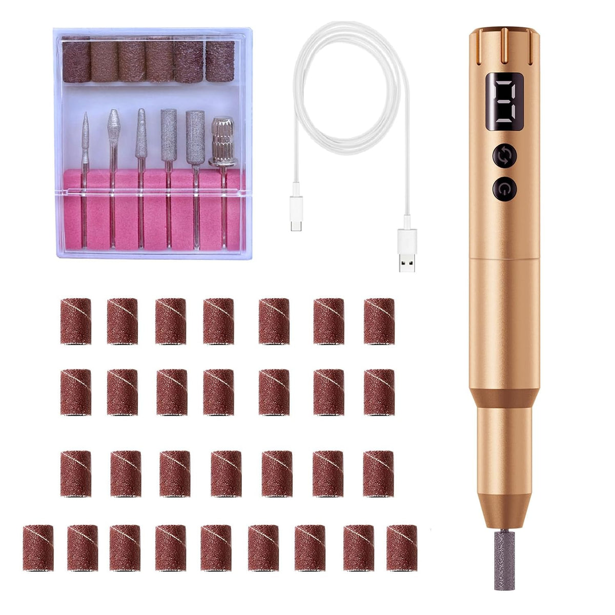 Nail Drill Kit Electric Rechargeable Set Cordless Nail Art Grinding Machine Compact Professional Nail File for Gel Manic