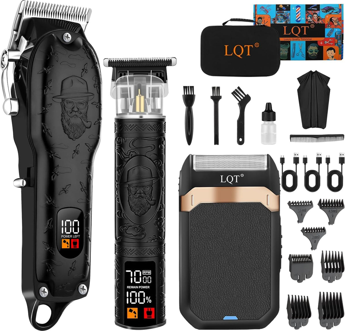 Hair Clippers Set for Men, Hair Clipper Trimmer with LED Display, Professional Cordless Hair Clipper Shaver Beard Trimme