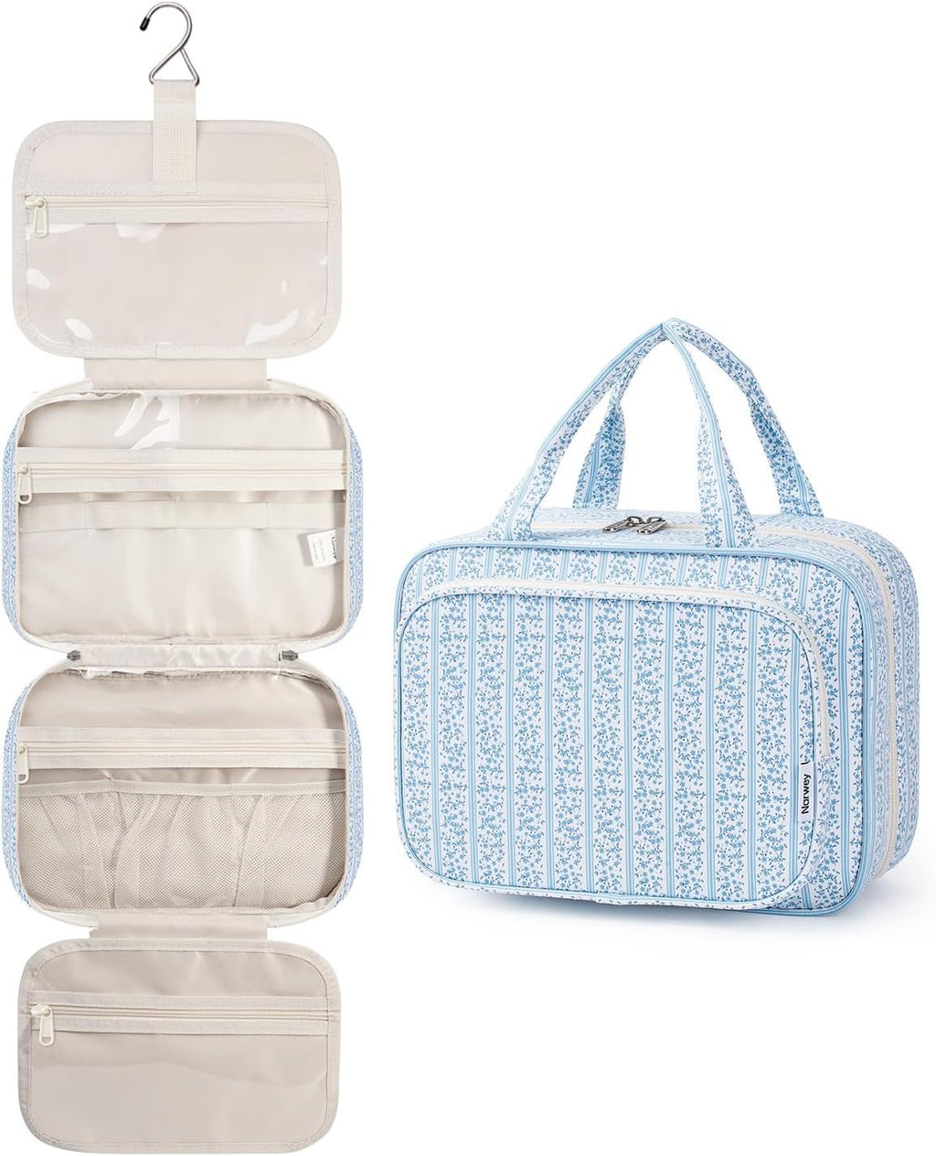 Narwey Hanging Toiletry Bag for Women, Travel Makeup Cosmetic Organizer Bag