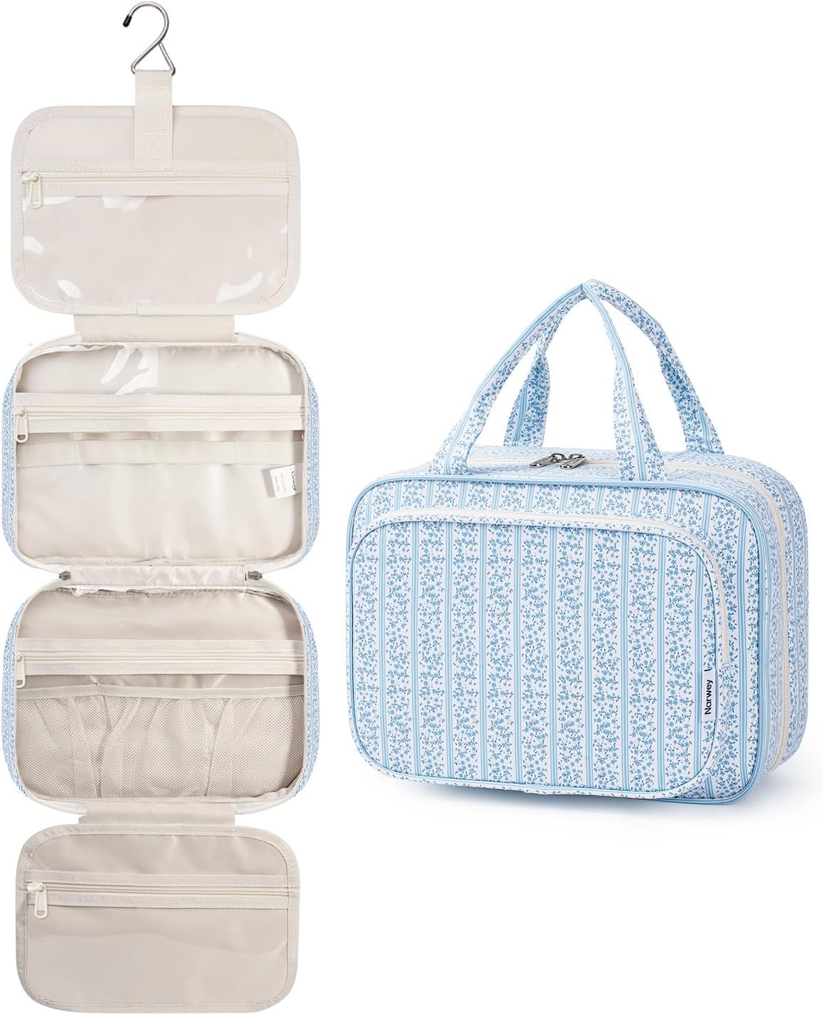Narwey Hanging Toiletry Bag for Women, Travel Makeup Cosmetic Organizer Bag