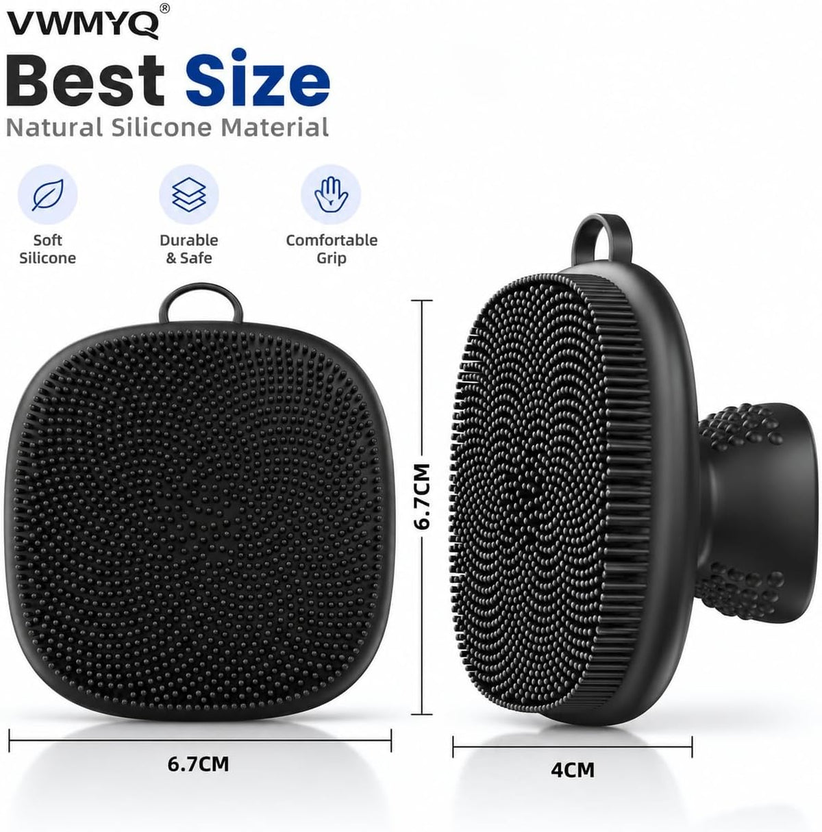 VWMYQ Silicone Face Scrubber for Men & Women, Manual Waterproof Facial Cleansing Brush for Exfoliating‑Black