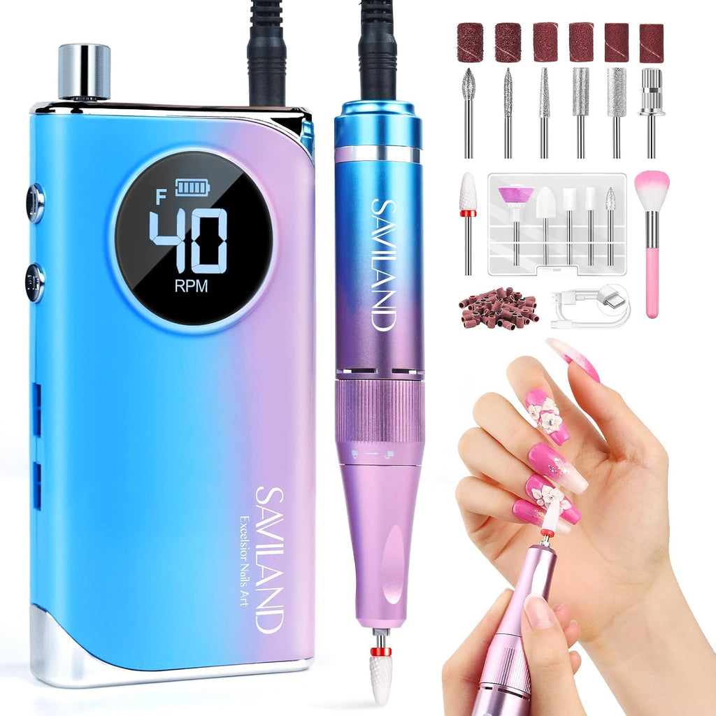SAVILAND Nail Drill Professional 40000RPM 30S Fast Removal for Acrylic Nail