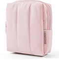 BAGSMART Small Makeup Bag for Women with Slip-in Pocket, Baby Pink