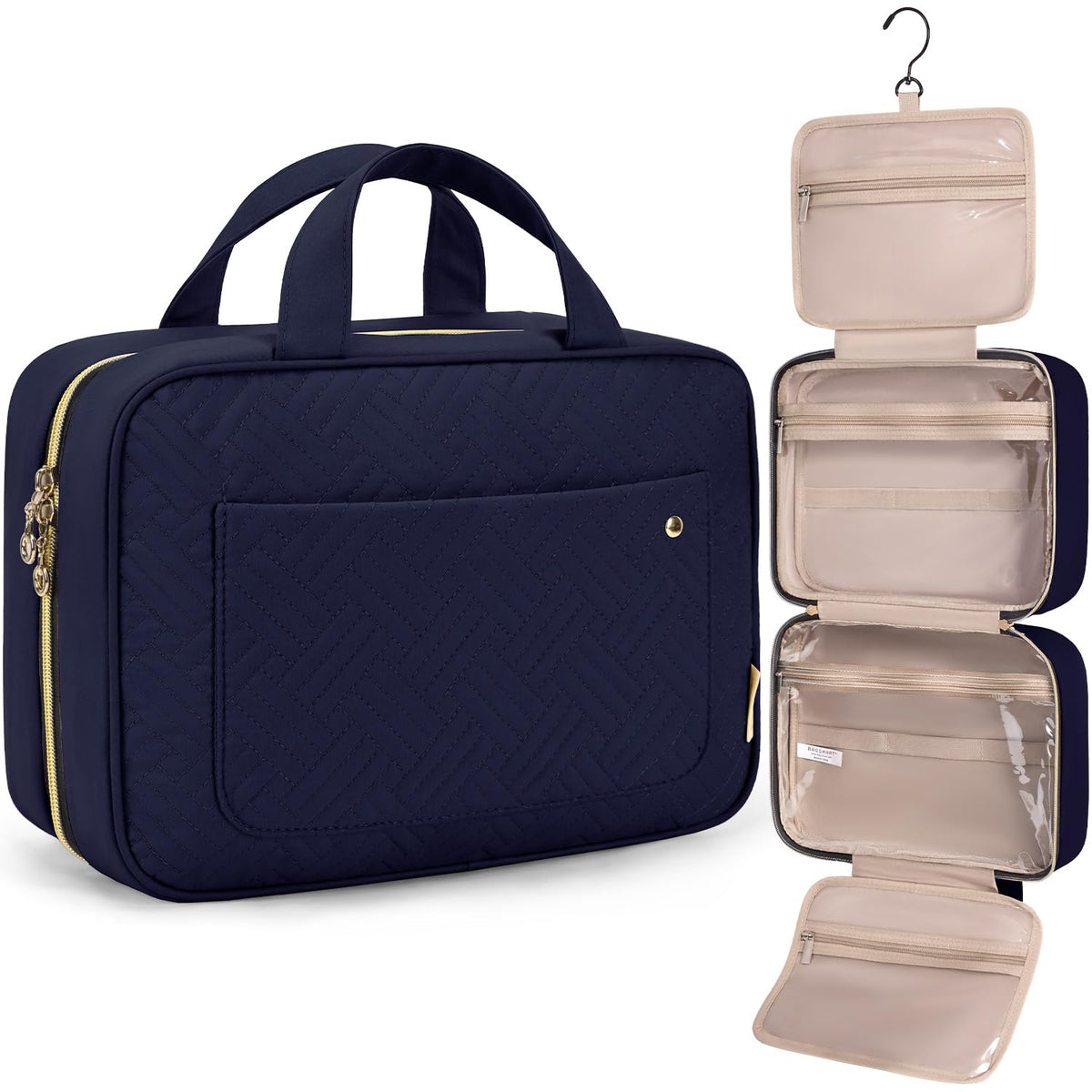 BAGSMART Toiletry Bag Travel Bag with Hanging Hook, Water-resistant Makeup Cosmetic Bag Travel Organizer for Accessories