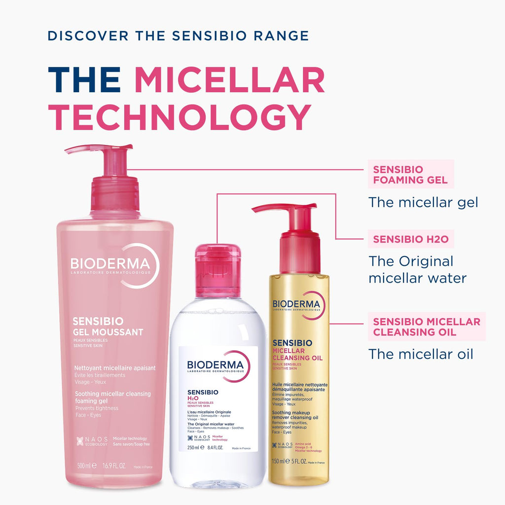 Bioderma - Sensibio - H2O Micellar Water - Makeup Remover Cleanser - Face Cleanser for Sensitive Skin