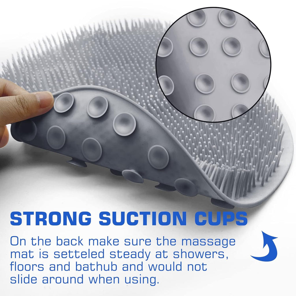 Shower Foot Scrubber Mat Back Washer Exfoliating Bath Wash Pad Wall Mounted Slip Suction Cups for Use in Cleaner Men and