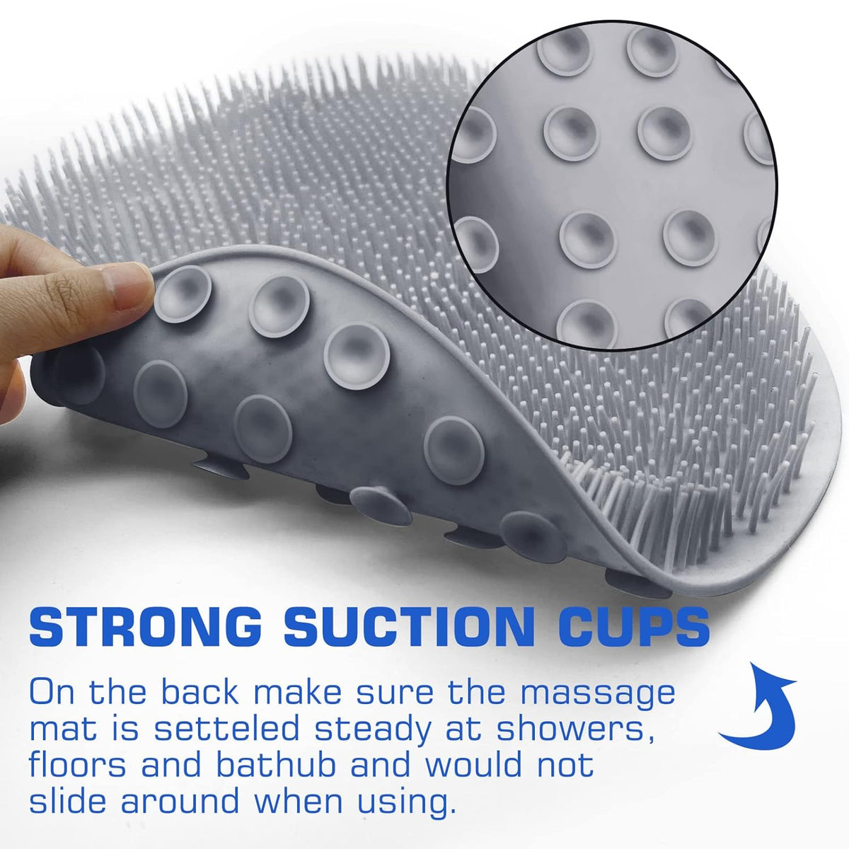 Shower Foot Scrubber Mat Back Washer Exfoliating Bath Wash Pad Wall Mounted Slip Suction Cups for Use in Cleaner Men and